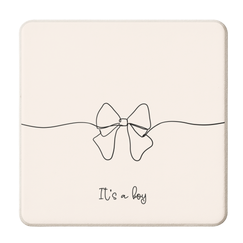 New Baby Boy - It's A Boy - Line Art Design Bow - personalised beer coaster by Lisa Wardle