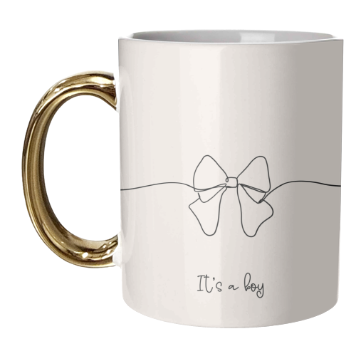 New Baby Boy - It's A Boy - Line Art Design Bow - unique mug by Lisa Wardle