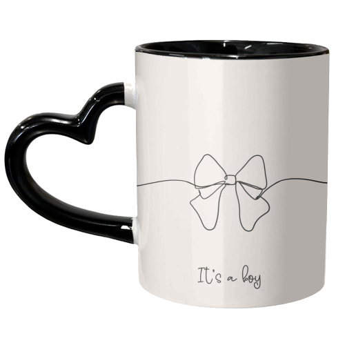 New Baby Boy - It's A Boy - Line Art Design Bow - unique mug by Lisa Wardle