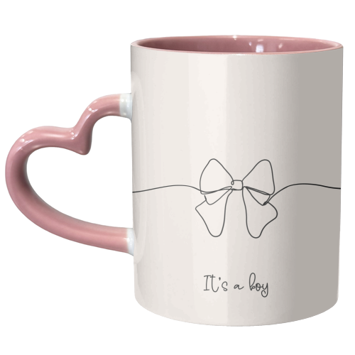 New Baby Boy - It's A Boy - Line Art Design Bow - unique mug by Lisa Wardle