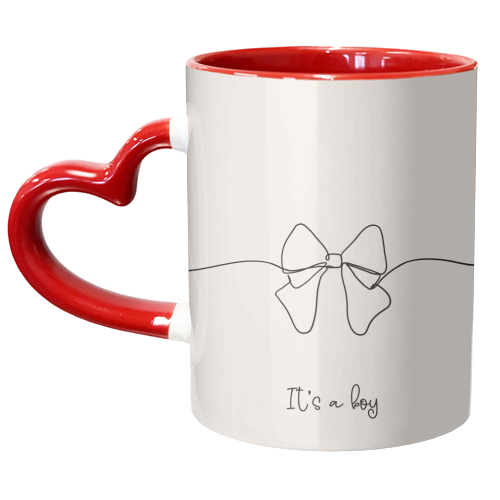 New Baby Boy - It's A Boy - Line Art Design Bow - unique mug by Lisa Wardle