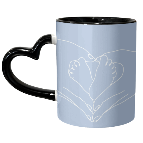 New baby boy simple lines heart artwork - unique mug by The Girl Next Draw