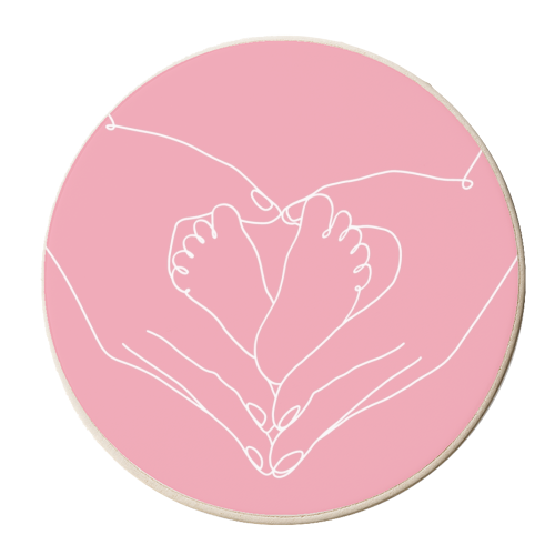 New babygirl heart shape simple line print - personalised beer coaster by The Girl Next Draw
