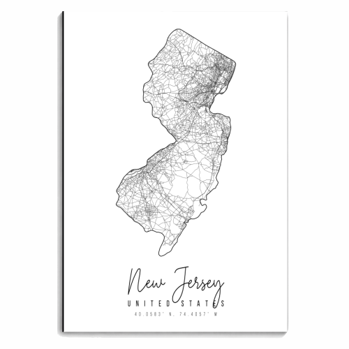 New Jersey Minimal Street Map - personalised A4, A5, A6 notebook by Toni Scott