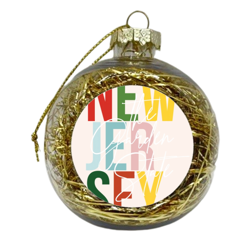 New Jersey "The Garden State" Color State - xmas bauble by Toni Scott