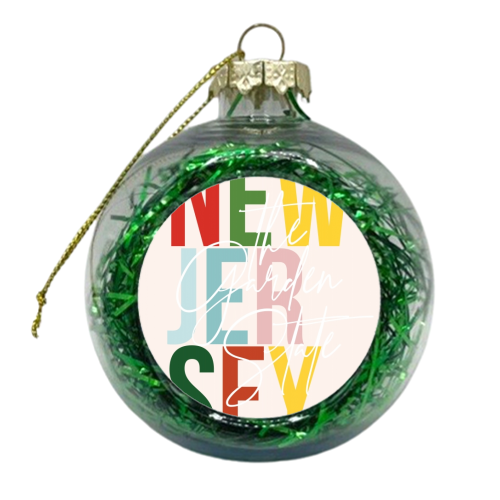 New Jersey "The Garden State" Color State - xmas bauble by Toni Scott