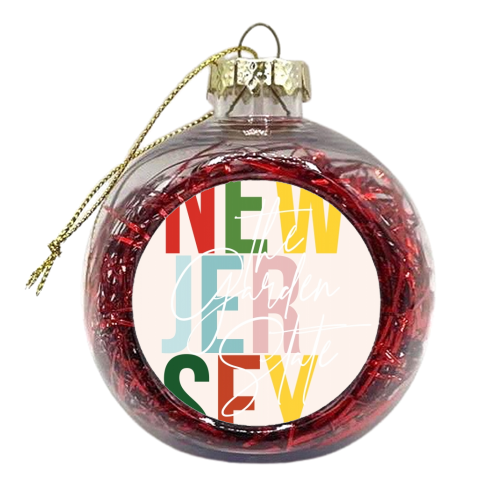 New Jersey "The Garden State" Color State - xmas bauble by Toni Scott