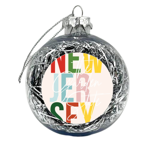 New Jersey "The Garden State" Color State - xmas bauble by Toni Scott