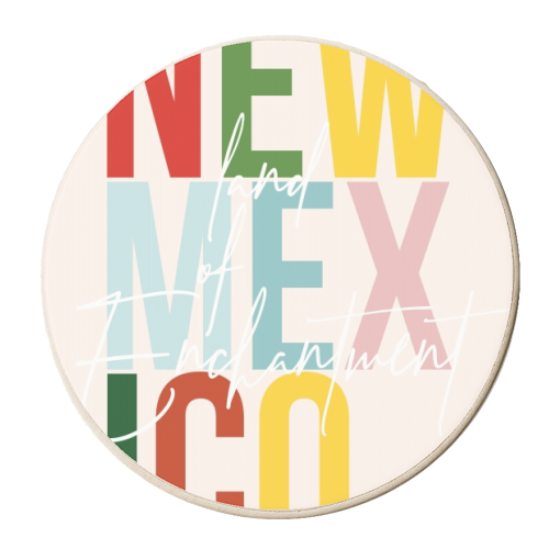 New Mexico "Land of Enchantment" Color State - personalised beer coaster by Toni Scott