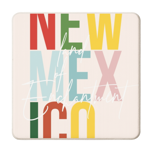 New Mexico "Land of Enchantment" Color State - personalised beer coaster by Toni Scott