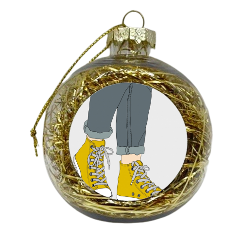 New Shoes - xmas bauble by ainsley wilson