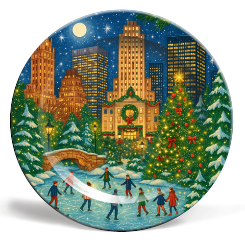 New York Christmas - ceramic dinner plate by Ms Doodle
