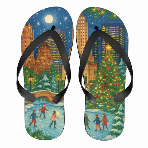 New York Christmas - funny flip flops by Ms Doodle