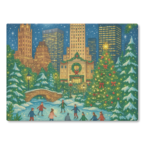 New York Christmas - glass chopping board by Ms Doodle