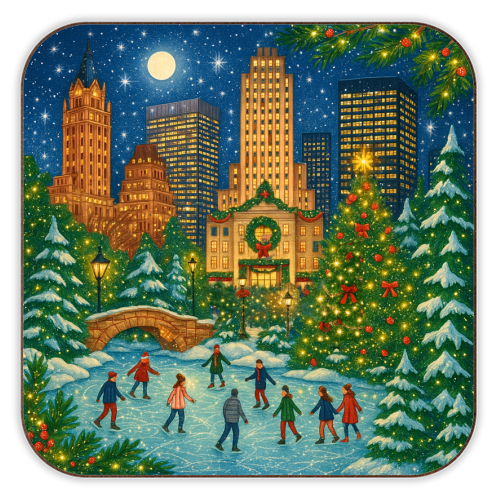 New York Christmas - personalised beer coaster by Ms Doodle