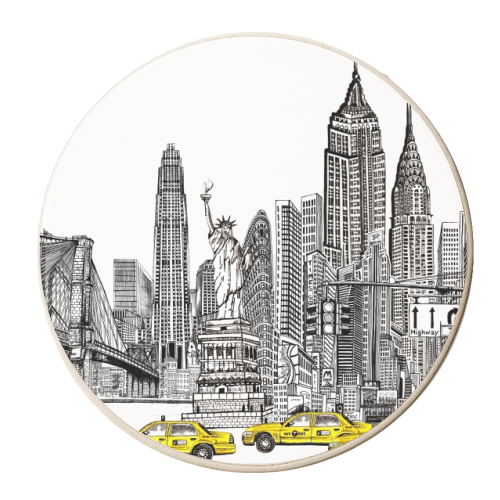 New York City Skyline - personalised beer coaster by Katie Clement