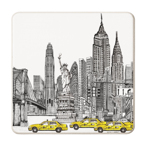 New York City Skyline - personalised beer coaster by Katie Clement