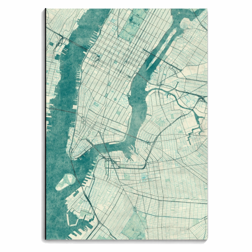 New York Map Blue Vintage - personalised A4, A5, A6 notebook by City Art Posters