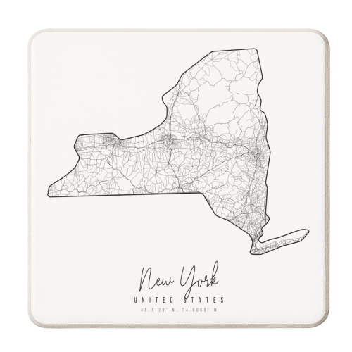 New York Minimal Street Map - personalised beer coaster by Toni Scott