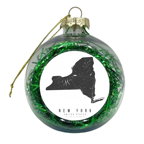 New York Mono Black and White Modern Minimal Street Map - xmas bauble by Toni Scott