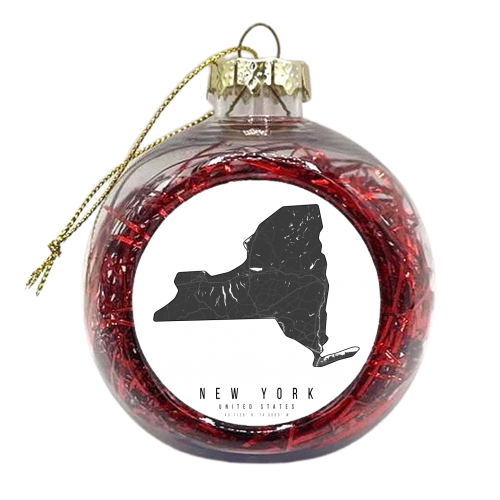 New York Mono Black and White Modern Minimal Street Map - xmas bauble by Toni Scott