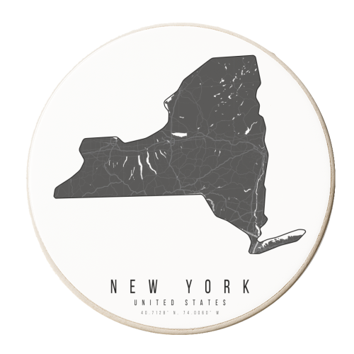 New York Mono Black and White Modern Minimal Street Map - personalised beer coaster by Toni Scott