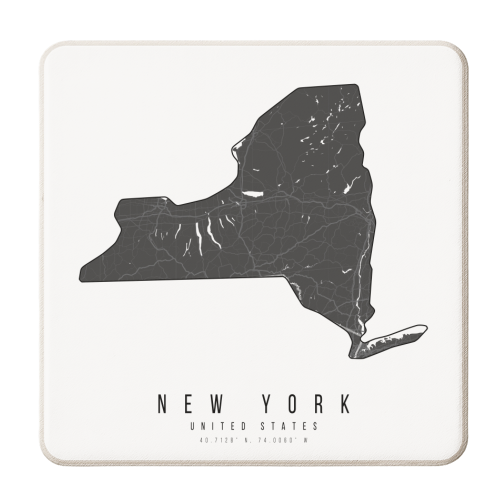 New York Mono Black and White Modern Minimal Street Map - personalised beer coaster by Toni Scott