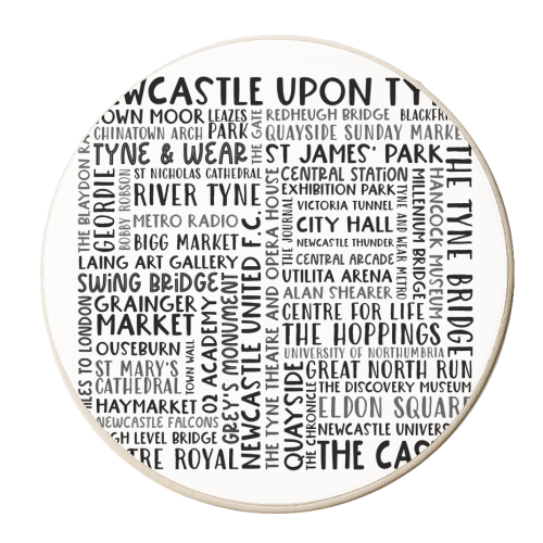 Newcastle Upon Tyne - personalised beer coaster by All About Words Designs