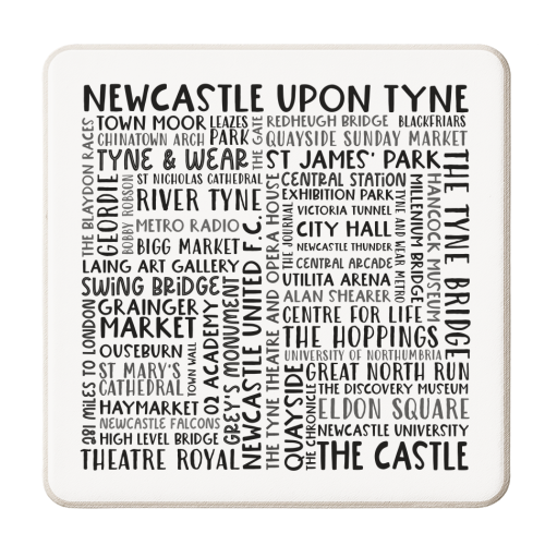 Newcastle Upon Tyne - personalised beer coaster by All About Words Designs