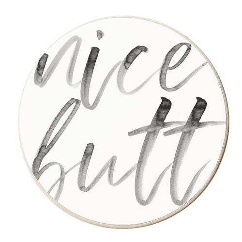 Nice Butt Watercolor Script - personalised beer coaster by Toni Scott