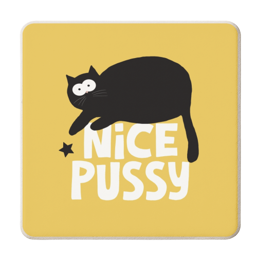 Nice Pussy funny gift I - personalised beer coaster by Giddy Kipper