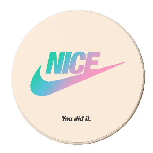 Nice - You Did It - brand Play - personalised beer coaster by Lisa Wardle