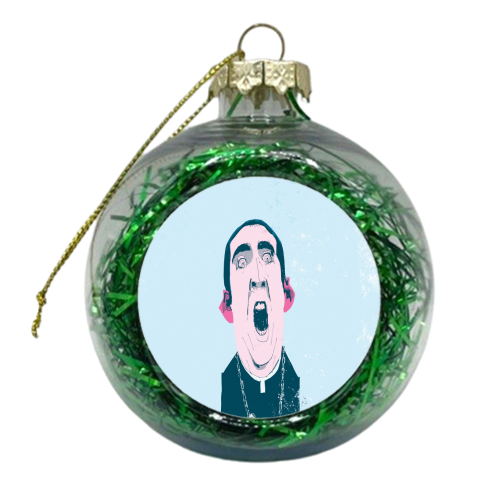 Nicolas Cage: Face Off - xmas bauble by Alexander Jackson