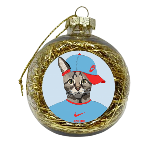 Nike cat - xmas bauble by Casey Rogers