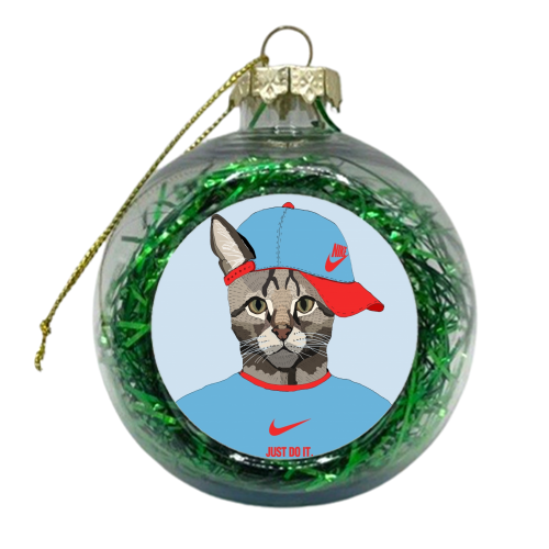 Nike cat - xmas bauble by Casey Rogers