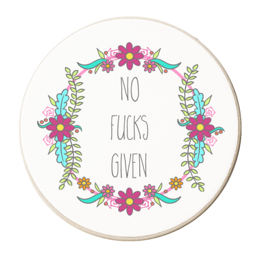No Fucks Given Floral Wreath - personalised beer coaster by Adam Regester