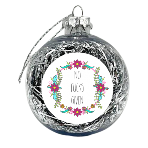 No Fucks Given Floral Wreath - xmas bauble by Adam Regester