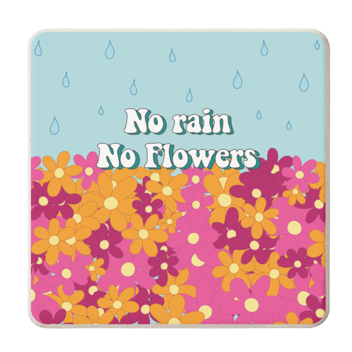 No Rain No Flowers - personalised beer coaster by Laura Lonsdale