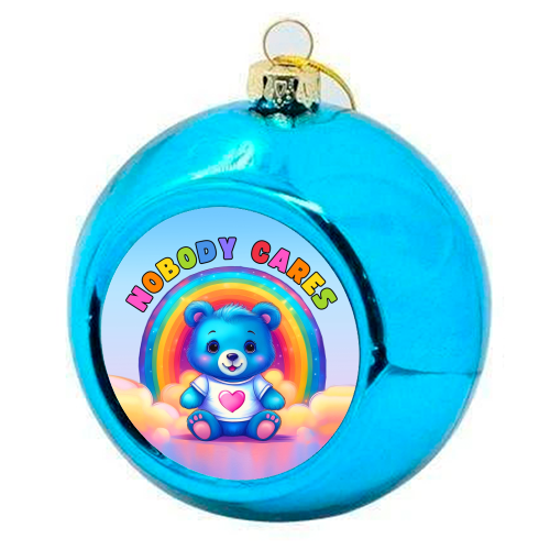 Nobody Cares Bear - colourful christmas bauble by Ms Doodle
