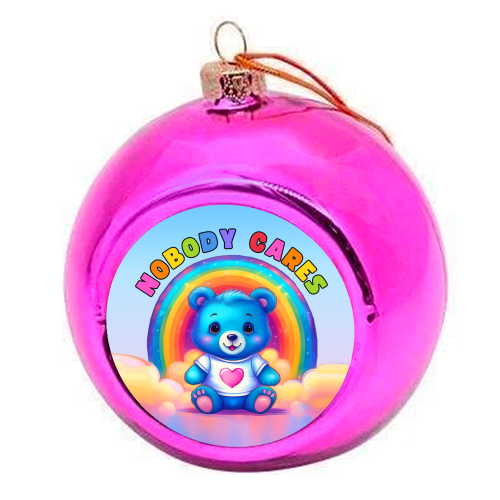Nobody Cares Bear - colourful christmas bauble by Ms Doodle