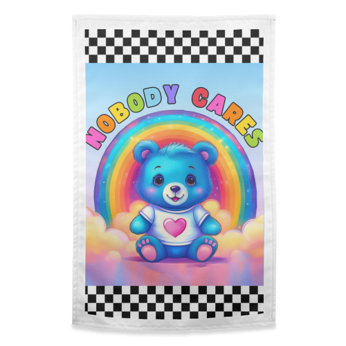 Nobody Cares Bear - funny tea towel by Ms Doodle