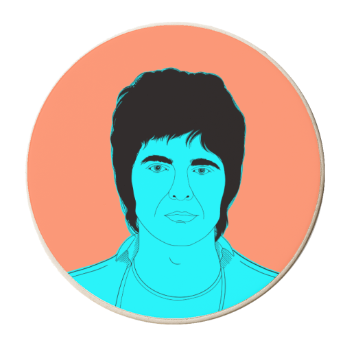 Noel Gallagher (blue portrait) - personalised beer coaster by Adam Regester