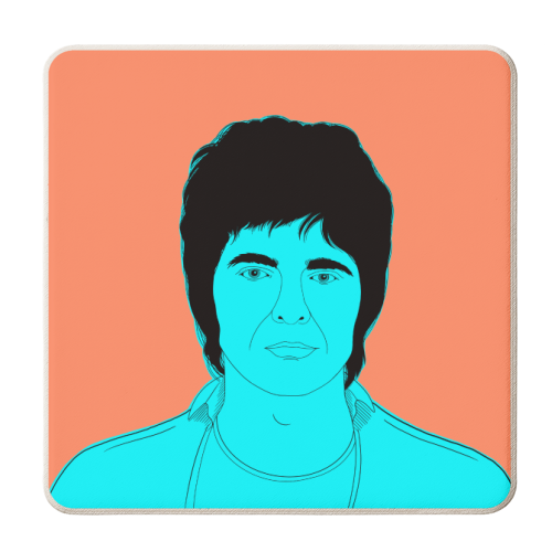 Noel Gallagher (blue portrait) - personalised beer coaster by Adam Regester