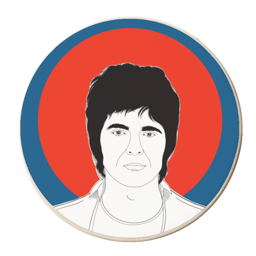 Noel Gallagher (red, white & blue) Portrait - personalised beer coaster by Adam Regester