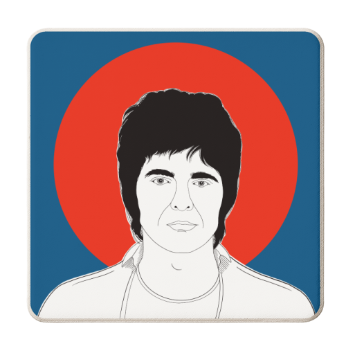 Noel Gallagher (red, white & blue) Portrait - personalised beer coaster by Adam Regester