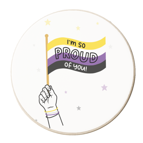 Non Binary coming out - personalised beer coaster by Loren Grosvenor