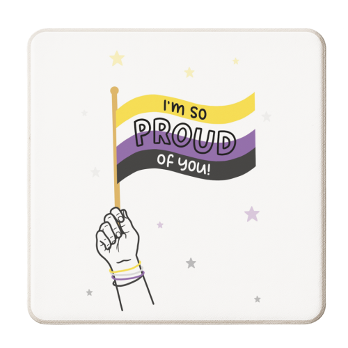 Non Binary coming out - personalised beer coaster by Loren Grosvenor