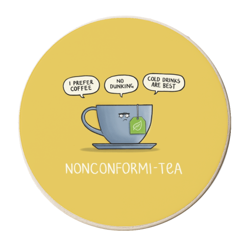 Nonconformi-tea - personalised beer coaster by Carl Batterbee