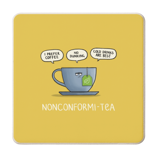 Nonconformi-tea - personalised beer coaster by Carl Batterbee