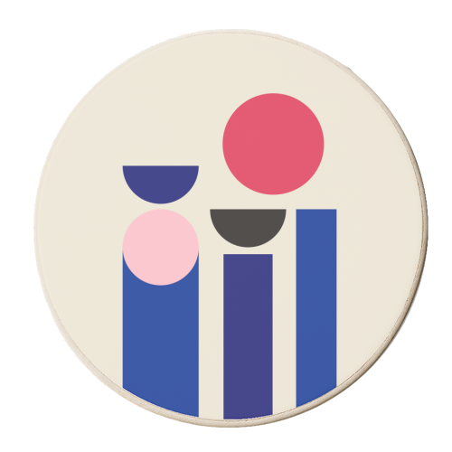 Nordic Bauhaus Beach Abstract - personalised beer coaster by EZbie